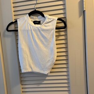 Cider Round Neckline Solid Sleeveless Ruched Crop Top